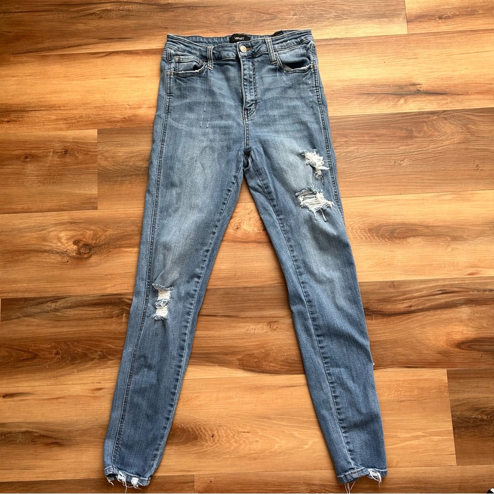 Vervet Womens Jeans mid rise distressed skinny jeans Charcoal Size 29 - Picture 10 of 16